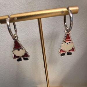 Charming Santa Earrings in Red and Silver